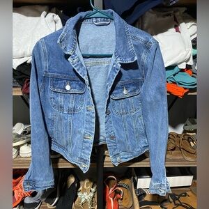 SHEIN Distressed Button-Front Denim Jacket